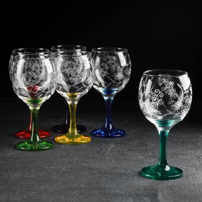 Набор бокалов для вина Рrimavera, стеклянный, 250 мл, 6 шт, гравировка