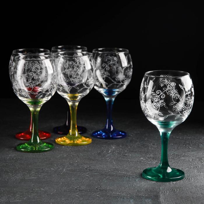 Набор бокалов для вина Рrimavera, стеклянный, 250 мл, 6 шт, гравировка - Фото 1