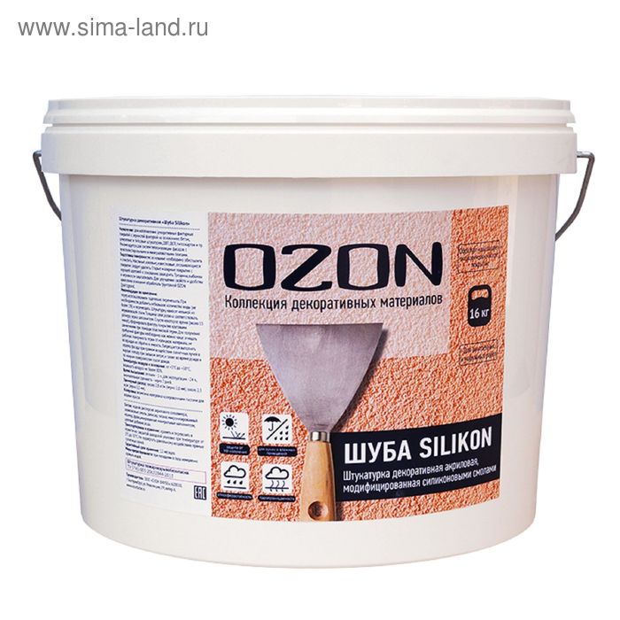 Штукатурка декоративная OZON "Шуба SILIKON 1.5" акриловая 8 кг - Фото 1