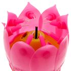 Свеча цветок в торт музыкальная, розовая - Фото 3
