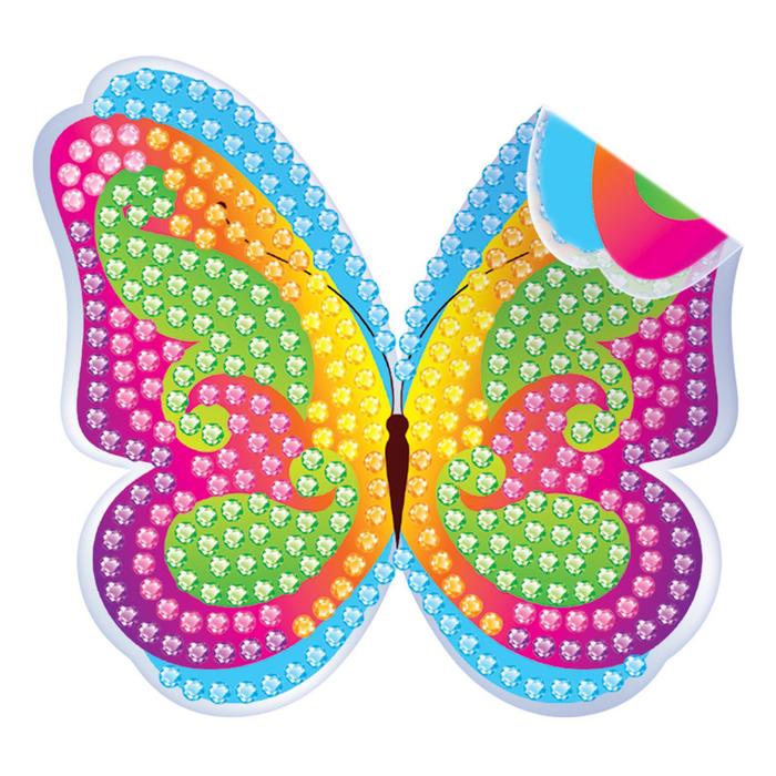 Алмазная мозаика наклейка для детей «Бабочка», 10 х 10 см. Набор для творчества - Фото 1