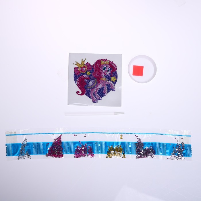 Алмазная мозаика наклейка для детей «Пони», 10 х 10 см. Набор для творчества - фото 1906850445