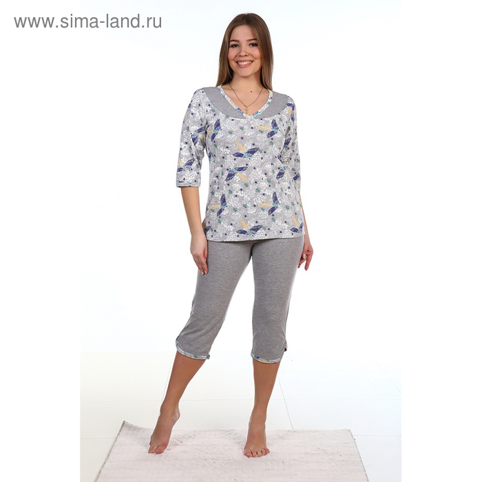 Пижама женская (джемпер, бриджи) ПК16 МИКС, размер 48 - Фото 1