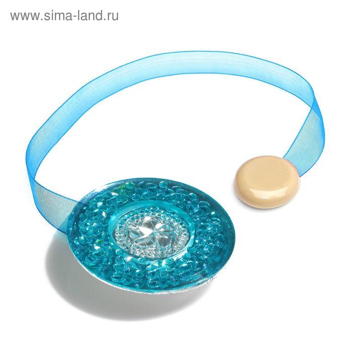 Подхват для штор на ленте "Букет", d=6см, цвет голубой - Фото 1