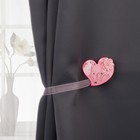 Подхват для штор «Сердце цветочное», 5,5 × 6 см, цвет розовый - Фото 1