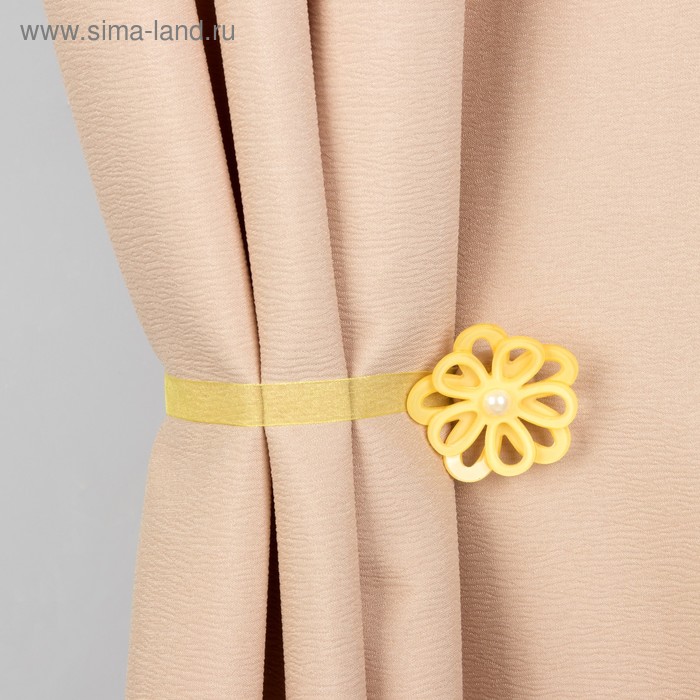 Подхват для штор «Гербера ажурная», 5 × 5 см, цвет жёлтый - Фото 1