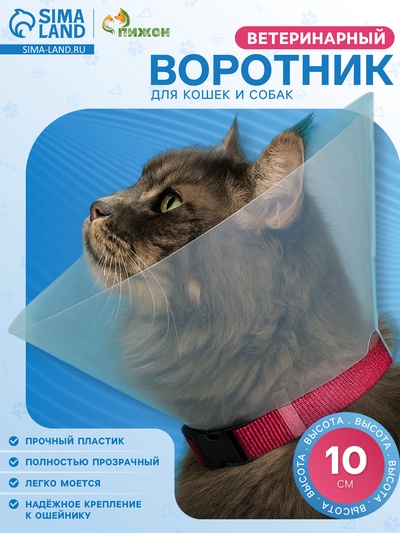 Ветеринарный воротник с креплением на ошейник, высота 10 см (без ошейника)