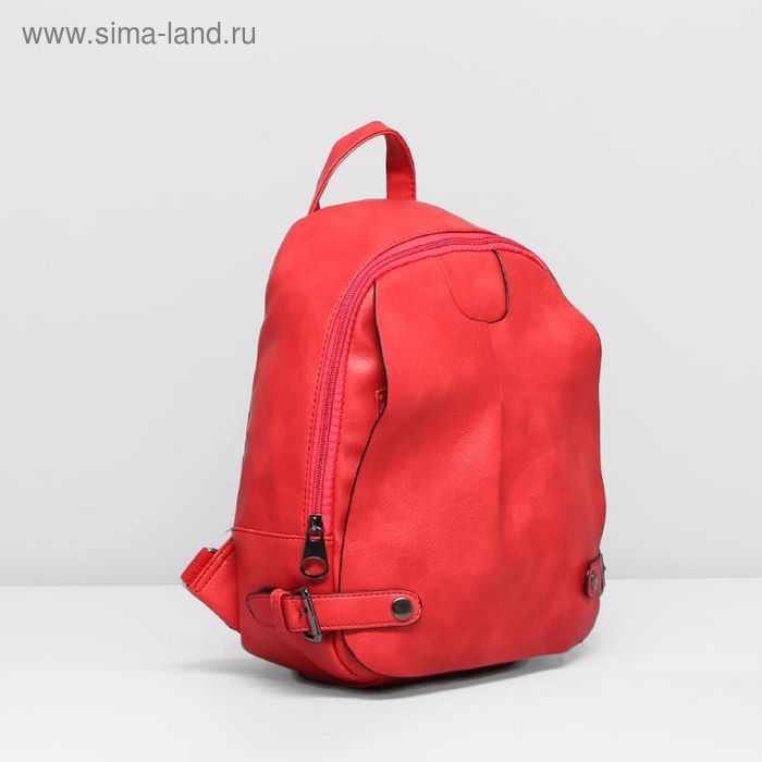 Рюкзак на молнии, 1 отдел, 2 наружных кармана, цвет красный - Фото 1