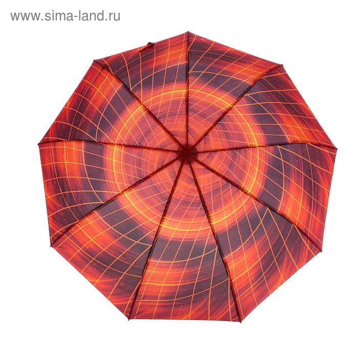 Зонт полуавтоматический "Клетка", R=50см, цвет жёлто-оранжевый - Фото 1