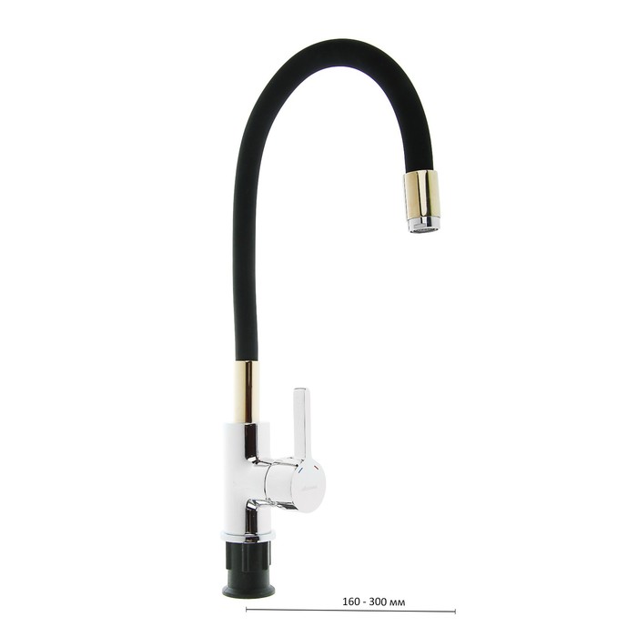 Смеситель для кухни Accoona А9890F, однорычажный, силиконовый излив, черный/хром - Фото 1