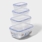 Набор контейнеров пищевых, воздухонепроницаемых 4 шт: 0,4 л, 0,8 л, 1,4 л, 2,3 л, микс - фото 5764867