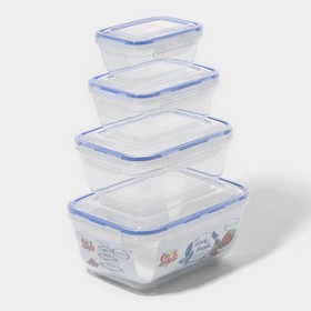 Набор контейнеров пищевых, воздухонепроницаемых 4 шт: 0,4 л, 0,8 л, 1,4 л, 2,3 л