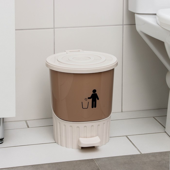 Ведро для мусора с педалью, 8 л, цвет МИКС - Фото 1