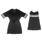 Комплект женский (сорочка, халат) 027К цвет чёрный, р-р 48 вискоза - Фото 2