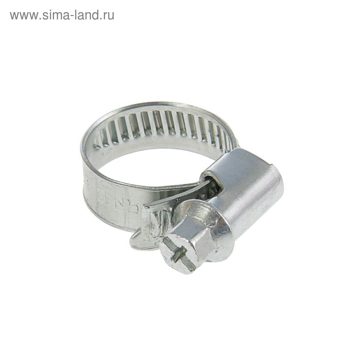 Хомут червячный, диаметр 12-22 мм, оцинкованный - Фото 1