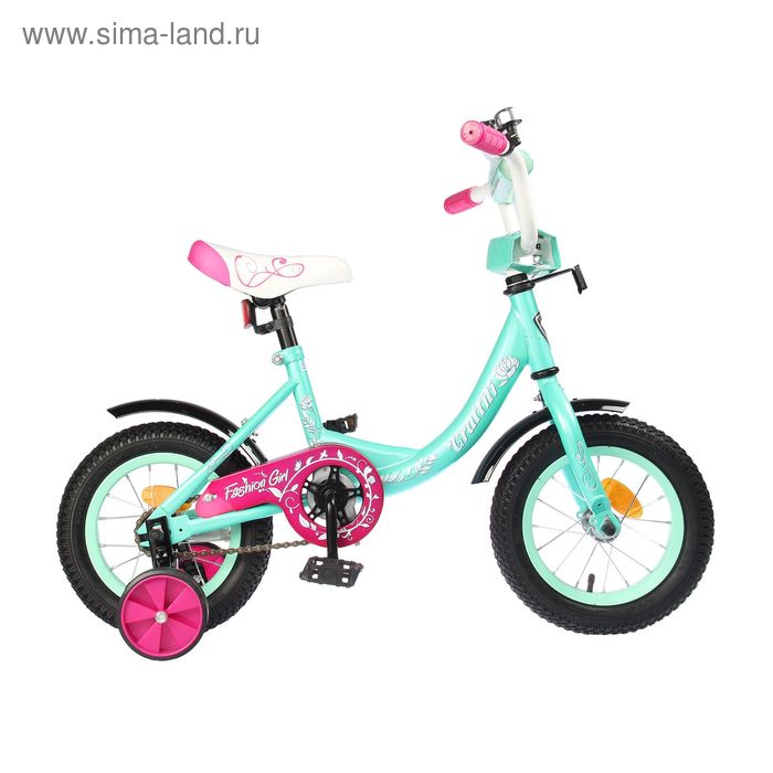Велосипед 12" Graffiti Fashion Girl RUS, цвет бирюзовый - Фото 1