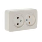 Розетка Smartbuy «Юпитер», 10 А, двухместная, открытая, без заземления, белая - Фото 1