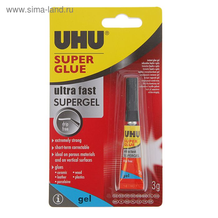 Клей Универсальный UHU Super Glue Gel 3 г 40360/43894 - Фото 1