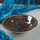 Тарелка Риштанская Керамика "Узоры", коричневая, глубокая, 20 см - фото 11531330