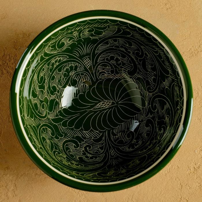 Коса Риштанская Керамика "Узоры", 18 см, большая, зелёная - фото 1927312368