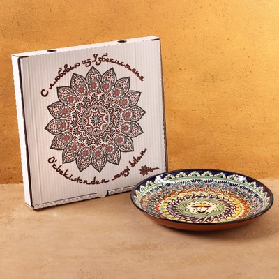 Ляган узбекский Риштанская Керамика «Узоры. Подарочный», d=28 см, синий