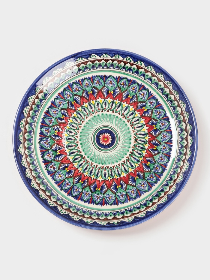 Ляган круглый «Риштан», 36 см, сине-красный орнамент - Фото 1