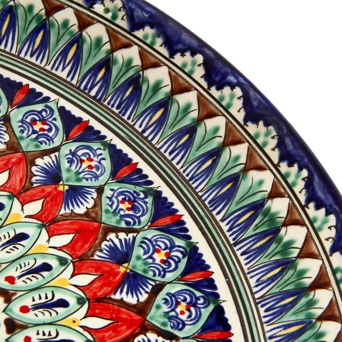 Ляган круглый «Риштан», 36 см, сине-красный орнамент - фото 1905401363