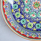 Ляган круглый Риштанская Керамика, 41см, кайма красная, орнамент - Фото 12