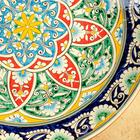 Ляган круглый Риштанская Керамика, 41см, кайма красная, орнамент - Фото 8