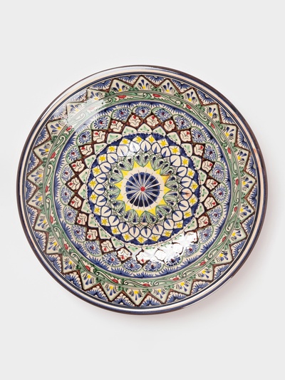 Ляган узбекский Риштанская Керамика «Узоры», d=33 см, синий