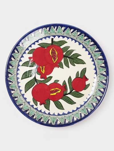 Ляган узбекский Риштанская Керамика «Гранаты», d=36 см, синий, красный