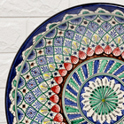 Ляган узбекский Риштанская керамика «Узоры», для плова, d=33 см, глубокий, синий - Фото 4