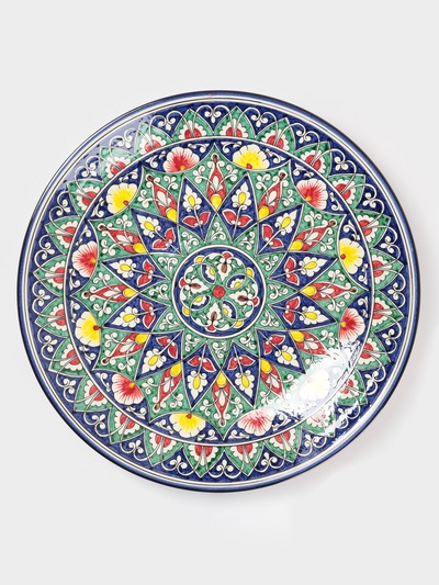 Ляган узбекский Риштанская Керамика, d=43 см, цветной орнамент