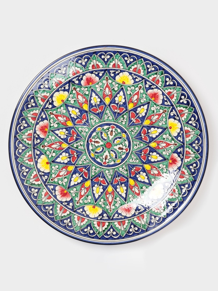 Ляган узбекский Риштанская Керамика, d=43 см, цветной орнамент - Фото 1