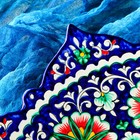 Ляган Риштанская Керамика "Цветы", 41 см, рифлёный, синий - фото 4569975