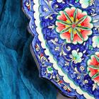 Ляган Риштанская Керамика "Цветы", 41 см, рифлёный, синий - фото 4569981
