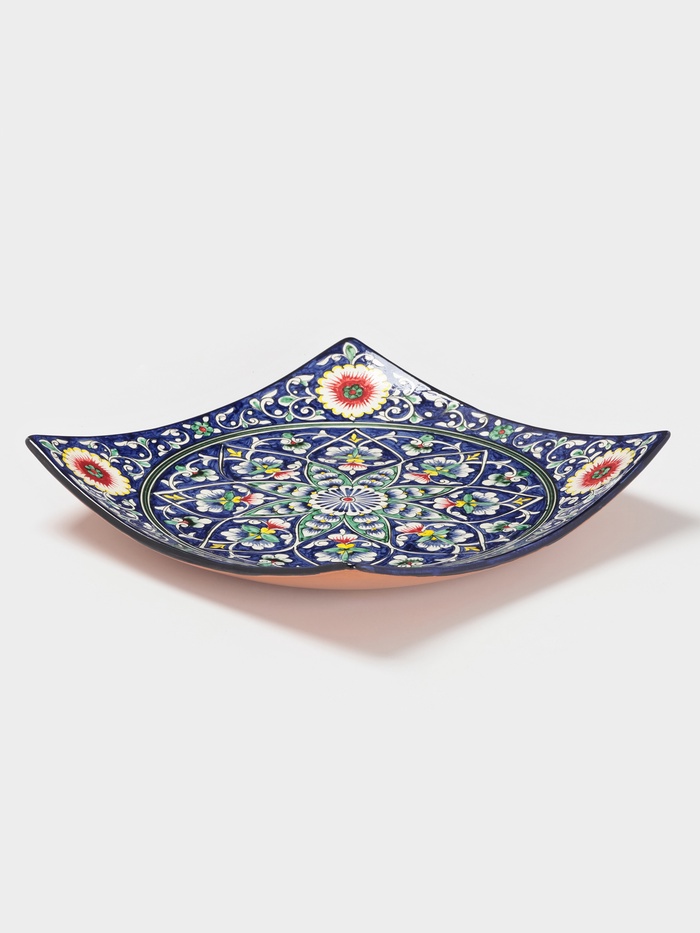 Ляган узбекский Риштанская Керамика «Узоры», 31×6 см, квадратный, синий - Фото 1