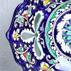 Фруктовница Риштанская Керамика "Цветы", 27 см, синее, рифлёное, овальное - Фото 7