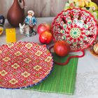 Ляган в форме листка, 41 см, красный, узор жёлтые цветы - Фото 4