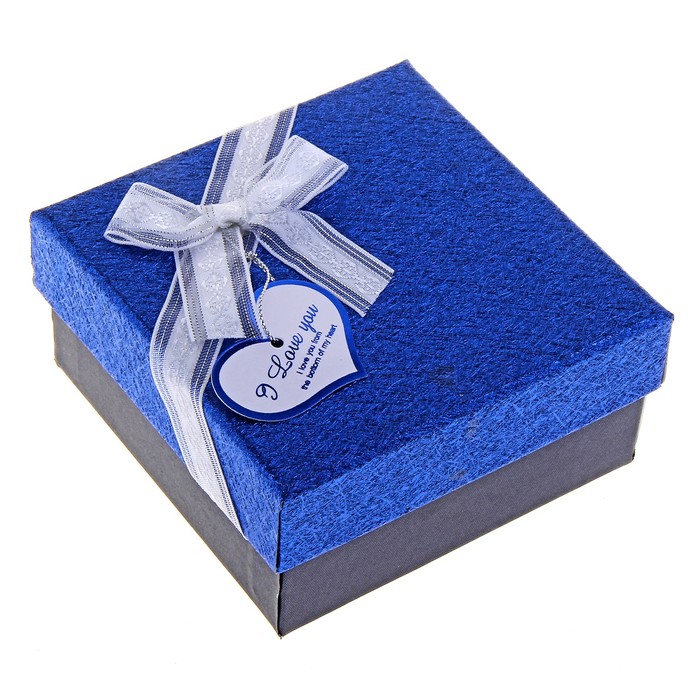 Коробка подарочная "Блестка", синий, 11 х 11 х 5,5 см - Фото 1