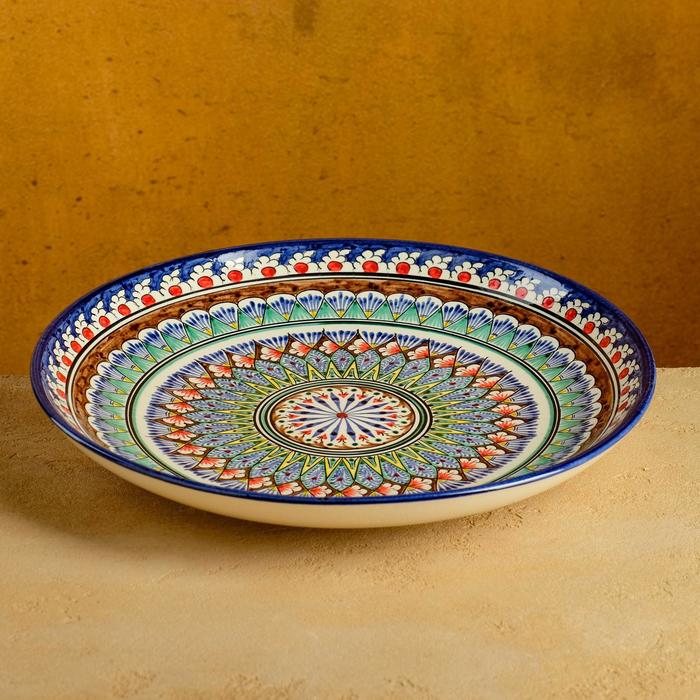 Ляган узбекский Риштанская Керамика «Узор», d=31 см, синий - Фото 1