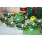 Набор чайный, риштанская роспись, 9 предметов, зелёный: чайник 0.8 л, пиалы 0.3 л - Фото 10