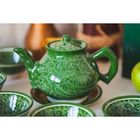 Набор чайный, риштанская роспись, 9 предметов, зелёный: чайник 0.8 л, пиалы 0.3 л - Фото 11
