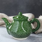 Набор чайный, риштанская роспись, 9 предметов, зелёный: чайник 0.8 л, пиалы 0.3 л - Фото 3