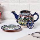 Набор чайный Шафран «Риштанская керамика», 9 предметов: чайник 800 мл, пиалы 6 шт. 200 мл, ляган, блюдце, разноцветный - Фото 4
