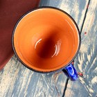 Чайная пара Риштанская Керамика "Цветы", 100 мл, (тарелка 10см, чашка 7,5см), синяя - Фото 4