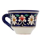 Чайная пара Риштанская Керамика "Цветы", 100 мл, (тарелка 10см, чашка 7,5см), синяя - Фото 6