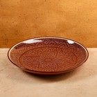 Ляган круглый, 31 см, риштанская роспись, коричневый - Фото 1