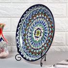 Ляган узбекский Риштанская керамика «Узоры», d=28 см, синий - Фото 2