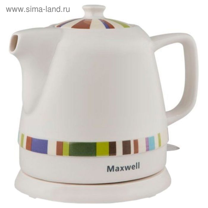 Чайник электрический Maxwell MW-1046 BN, керамика, 1 л, 1500 Вт, белый - Фото 1
